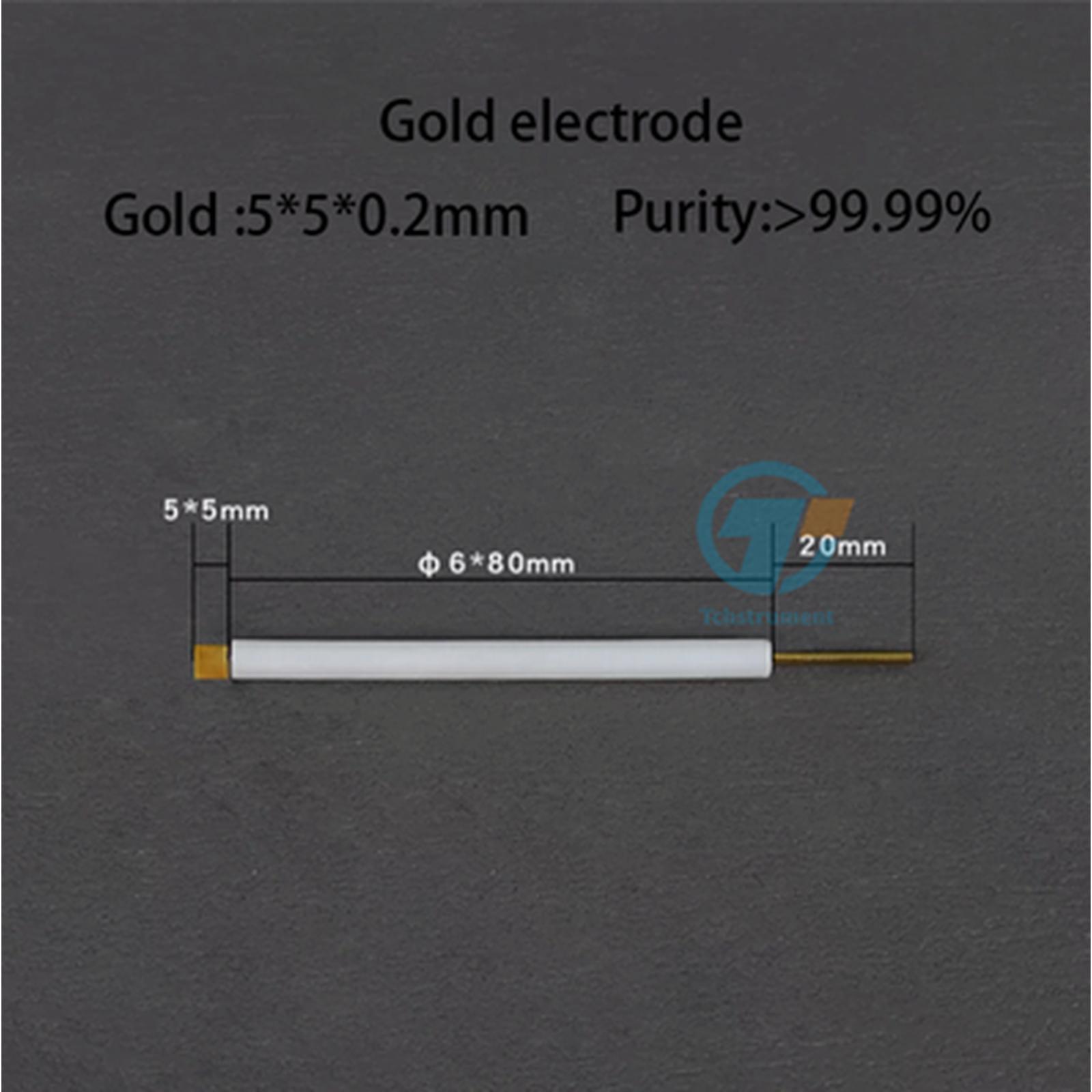 Gold sheet electrode, Rod length 8 cm, 5*5*0.2 mm