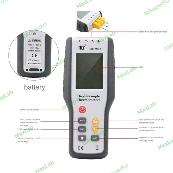 Alat ukur suhu, Termometer probe (Thermocouple 4 channel) - Image 2