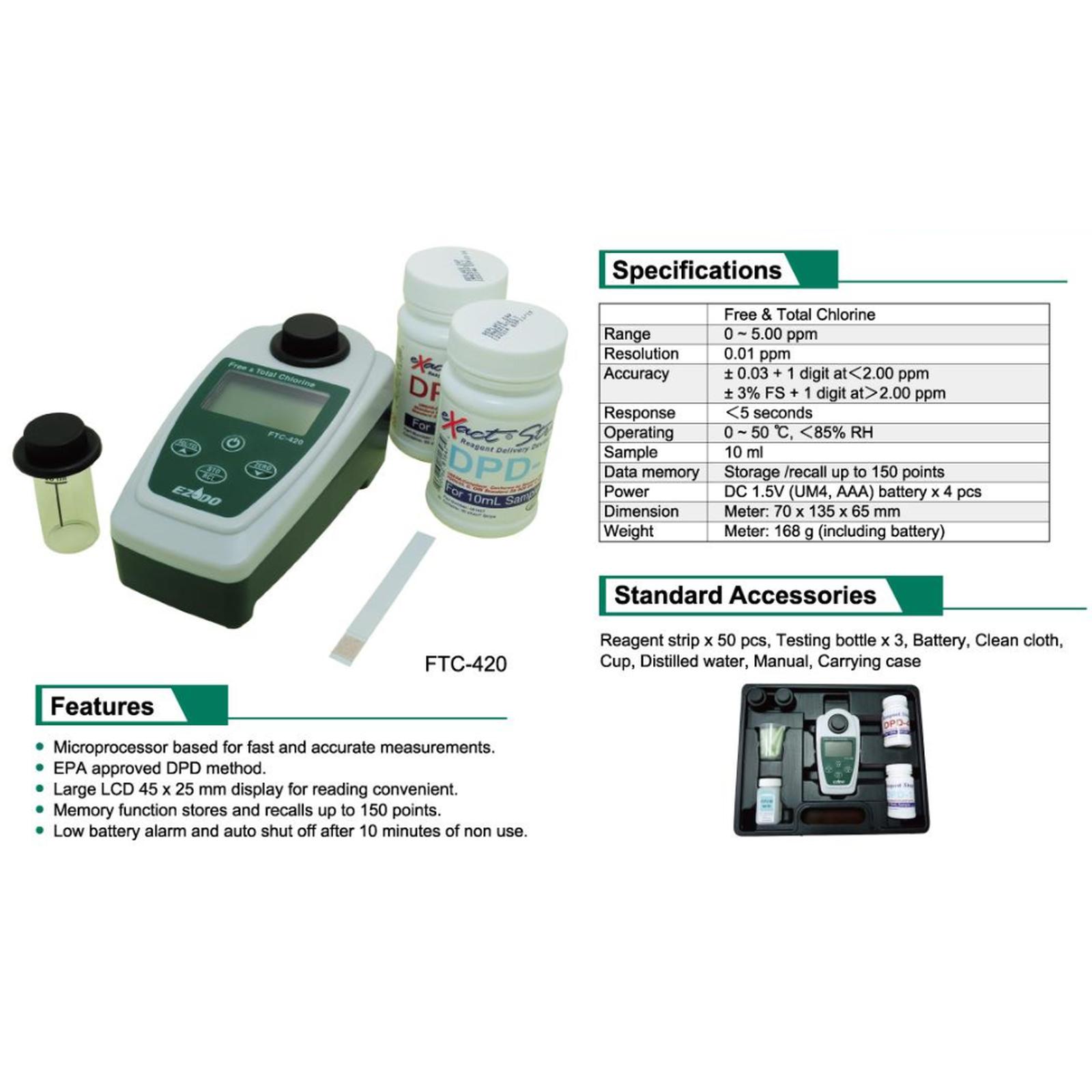 Alat Ukur Kadar Klorin (Portable Free and Total Chlorine Tester)