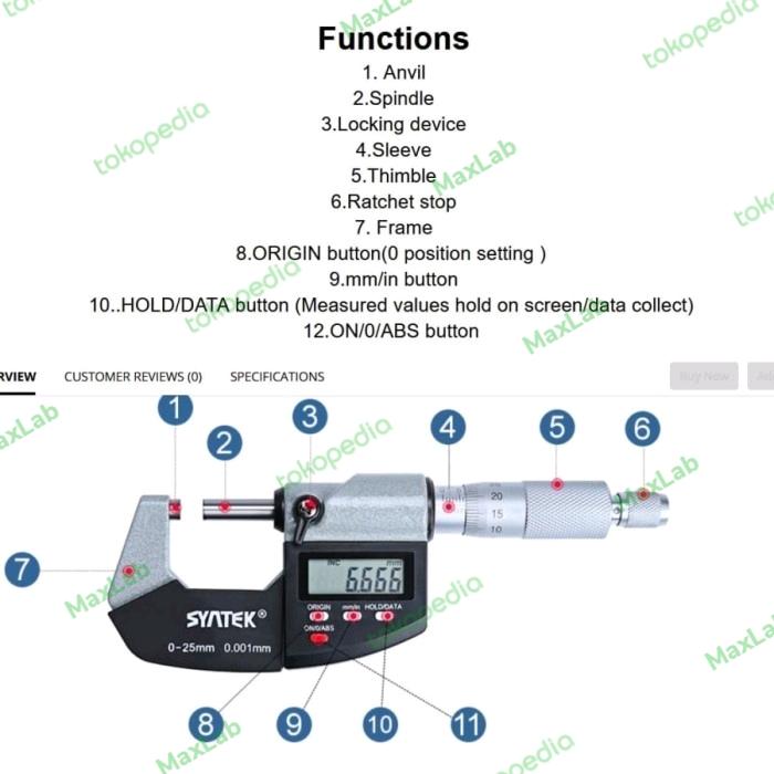 Alat ukur ketebalan 0.001 mm (Digital Micrometer) - Image 3