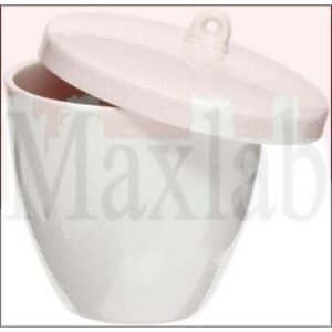 Cawan kursible dengan tutup (Crucible Dish), 100 ml, Porcelain