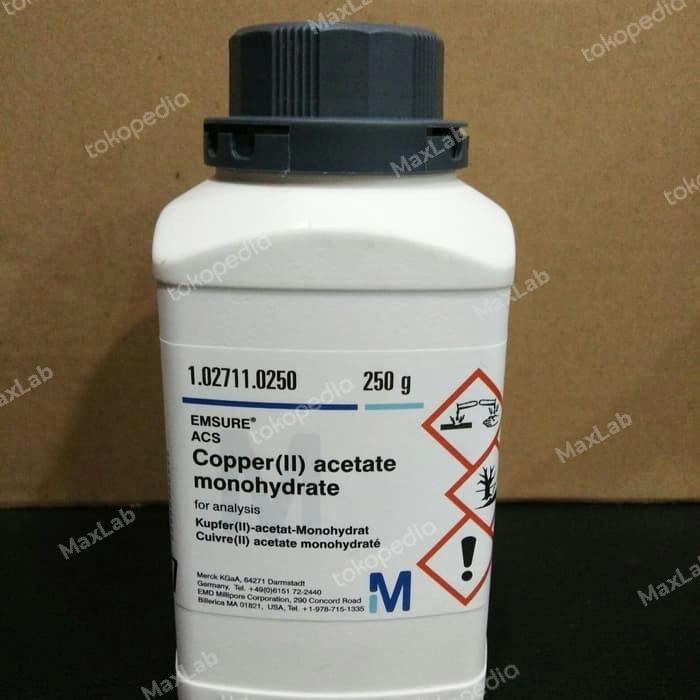 Cu(CH3COO)2, Tembaga Asetat, Copper Acetate, Merck, 250 gram