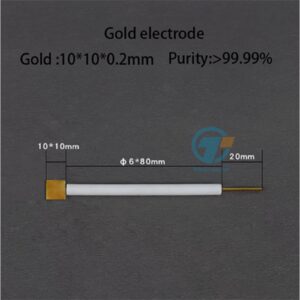 Gold sheet electrode, Rod length 8 cm, 10*10*0.2 mm