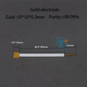 Gold sheet electrode, Rod length 8 cm, 10*10*0.3 mm