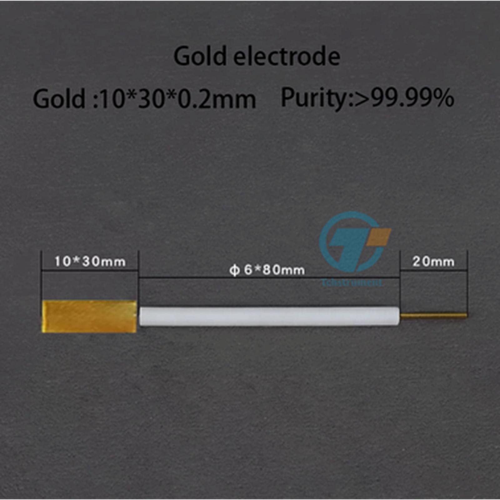 Gold sheet electrode, Rod length 8 cm, 10*30*0.2 mm