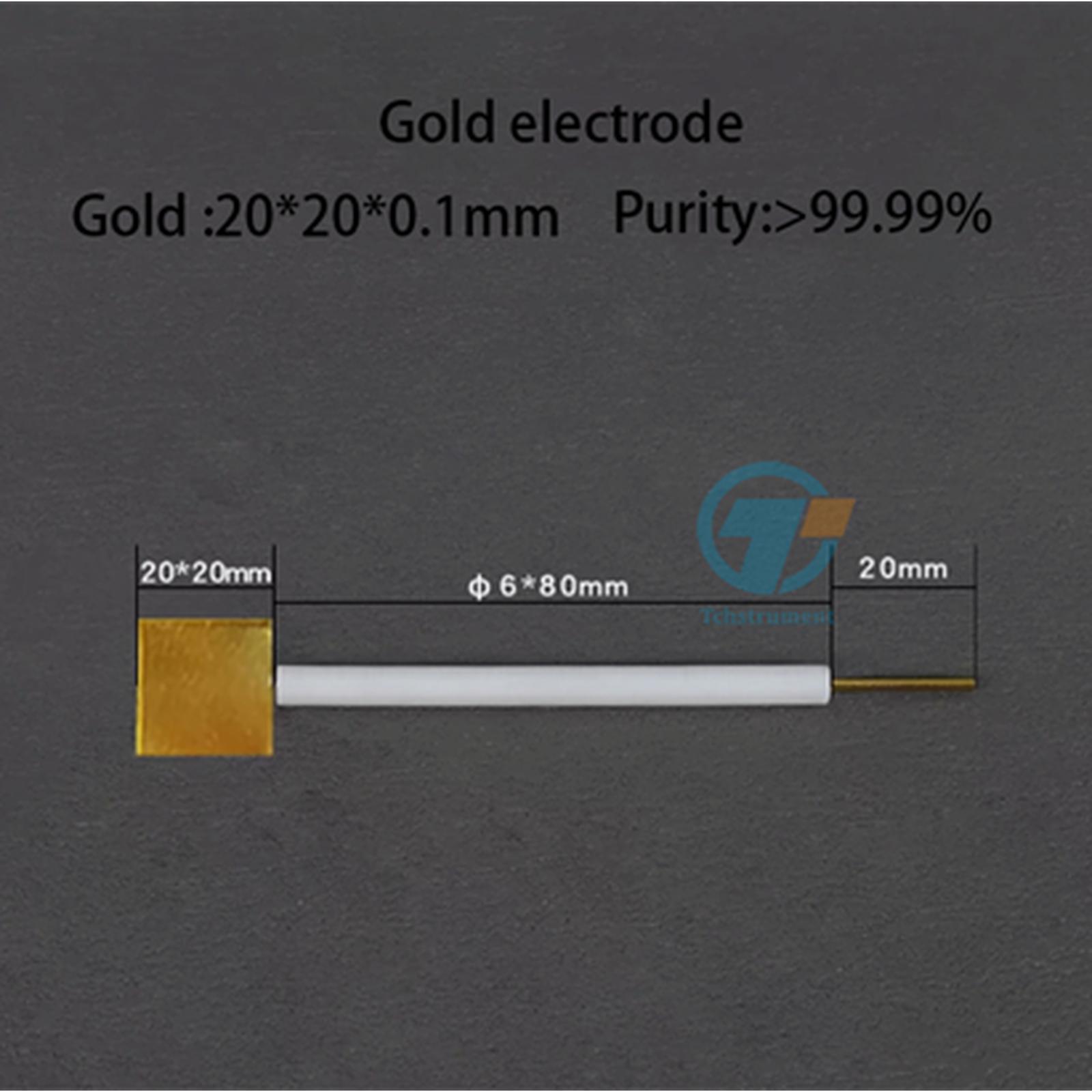 Gold sheet electrode, Rod length 8 cm, 20*20*0.1 mm