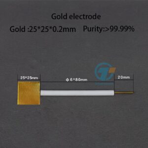 Gold sheet electrode, Rod length 8 cm, 25*25*0.2 mm