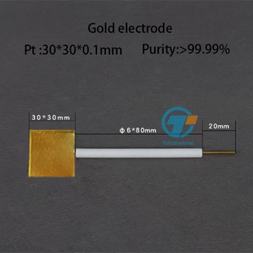 Gold sheet electrode, Rod length 8 cm, 30*30*0.1 mm